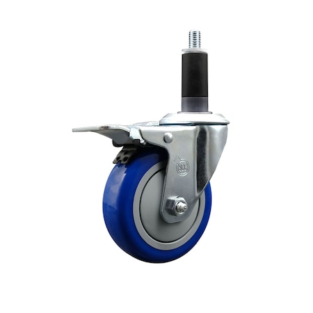Service Caster 4'' Blue Poly Swivel 1-1/8'' Expanding Stem Caster Total Lock Brake SCC-EXTTL20S414-PPUB-BLUE-118